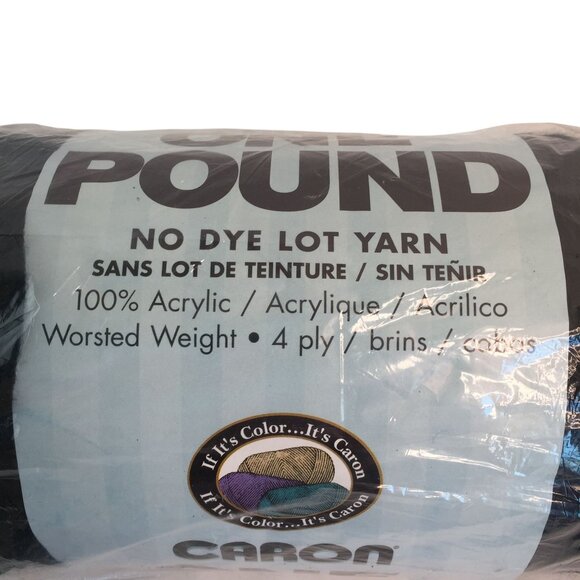 Caron One Pound Worsted Weight Acrylic Yarn Black #503 NEW - Picture 3 of 5
